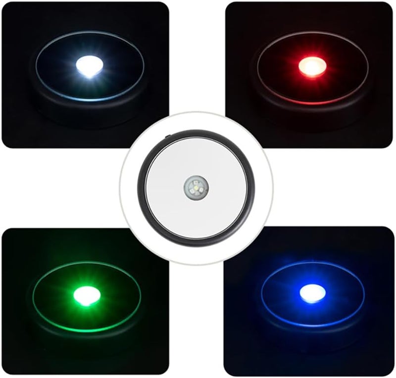 PHOSOK LED Multimodal Multicolor Light Base balckLighted Stand for Crystal Art Display Round Stand - Image 3
